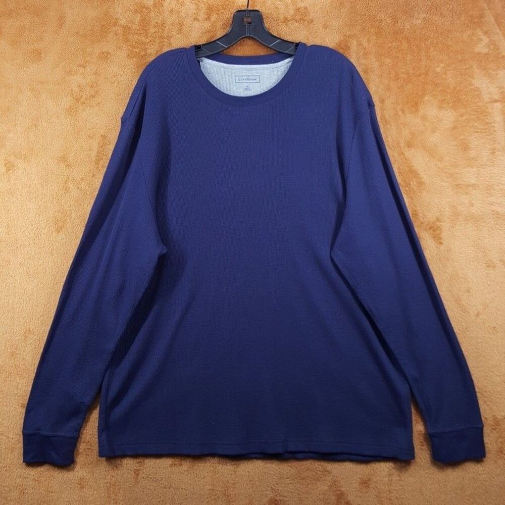CLUB ROOM Shirt Mens XL Blue Pullover Crew Waffle Thermal Long Sleeve